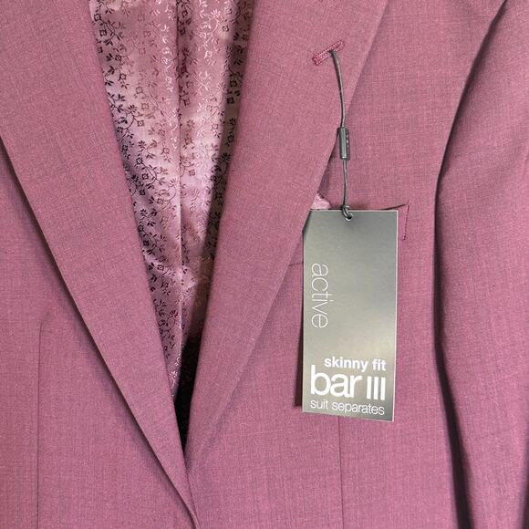 Bar III Men's Skinny Fit Suit Jacket Blazer solid red 38R $425 - Picture 5 of 10